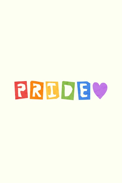 かわいいLGBTプライドペーパーカットフォントワードタイポグラフィフォント