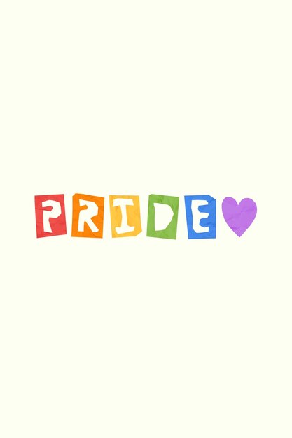 Cute LGBT pride paper cut font  word typography font
