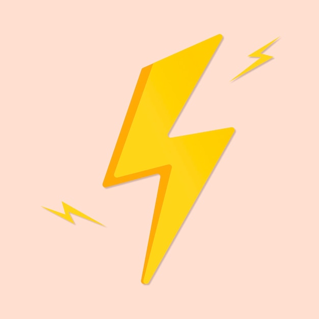 Cute lightning bolt sticker, printable weather clipart vector