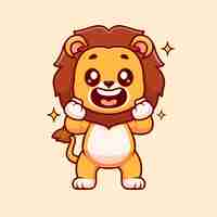 Free vector cute lion excited cartoon vector icon illustration animal nature icon concept isolated premium flat