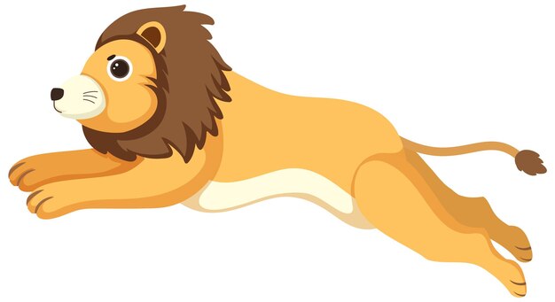 Cute lion in flat cartoon style