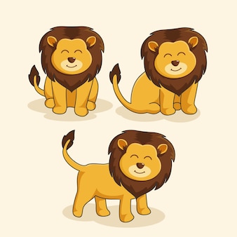 かわいいライオンキング漫画動物セット プレミアムベクター かわいいライオンキング漫画動物セット プレミアムベクター