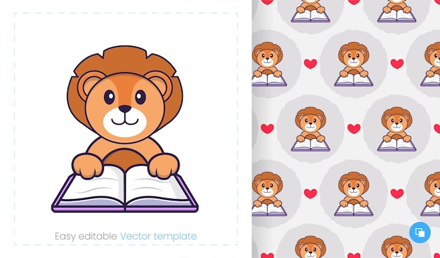 Cute lion mascot character. can be used for stickers, patches, textiles, paper.