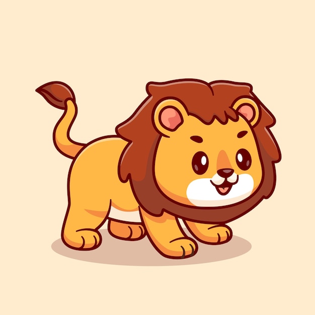 Cute Lion Playing Cartoon Vector Icon Illustration Animal Nature Icon Concept Isolated Vector