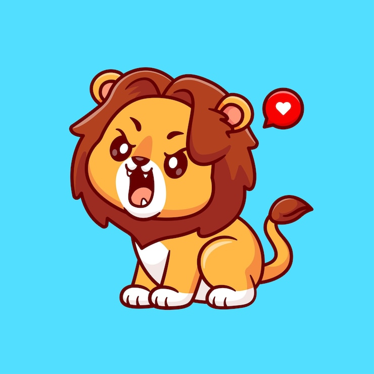 無料Vector キューティ・ライオン・ローリング・カートゥーン・ベクトル・アイコン イラスト 動物・自然・アイコン 孤立した平らなベクトル