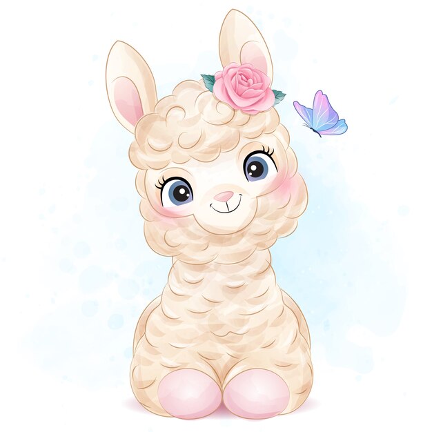 Free Vector Cute Alpaca Background