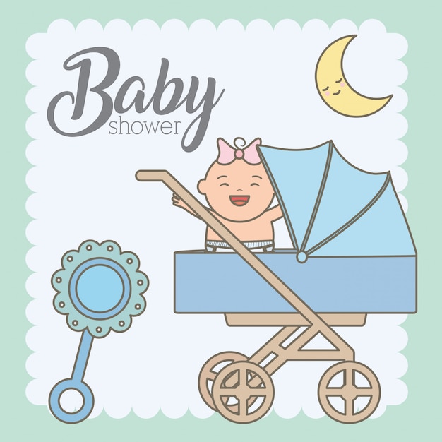 Cute little baby girl in cart