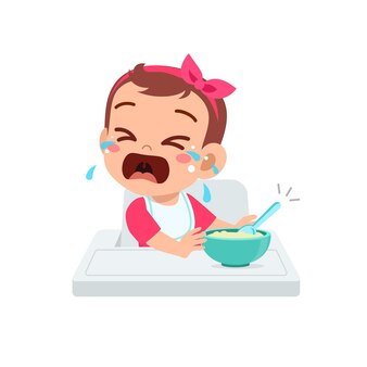 幸せなかわいい子供の女の子は空腹を感じて食べたいと思って食べ物について考える プレミアムベクター 幸せなかわいい子供の女の子は空腹を感じて食べたいと思って食べ物について考える プレミアムベクター