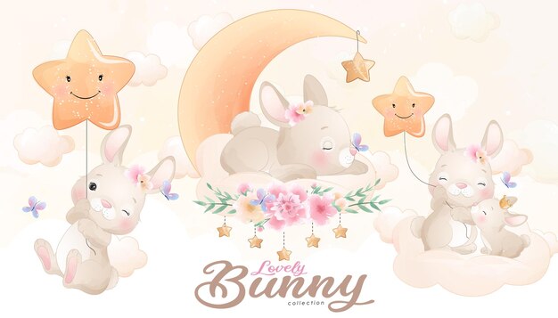 動物の雲白いシルエットセット 子供の想像力甘い夢明るい青の背景のイラスト プレミアムベクター