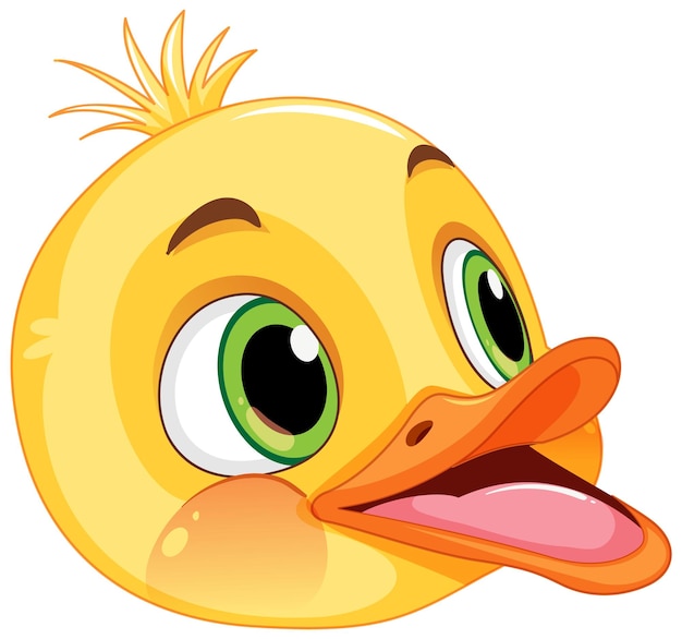 Cute Little Duck Head in Cartoon Style