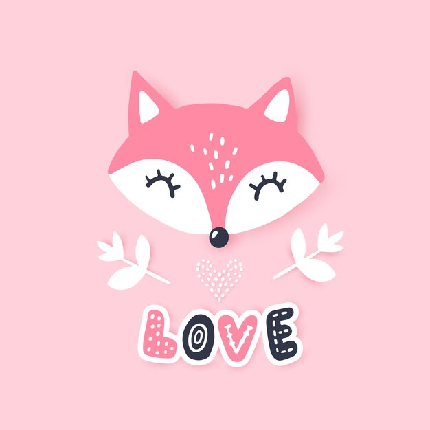 かわいいキツネ 動物のイラスト 手描き漫画フォックス プレミアムベクター