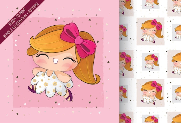 Vettore gratuito cute bambina ballerina illustrazione illustrazione di sfondo