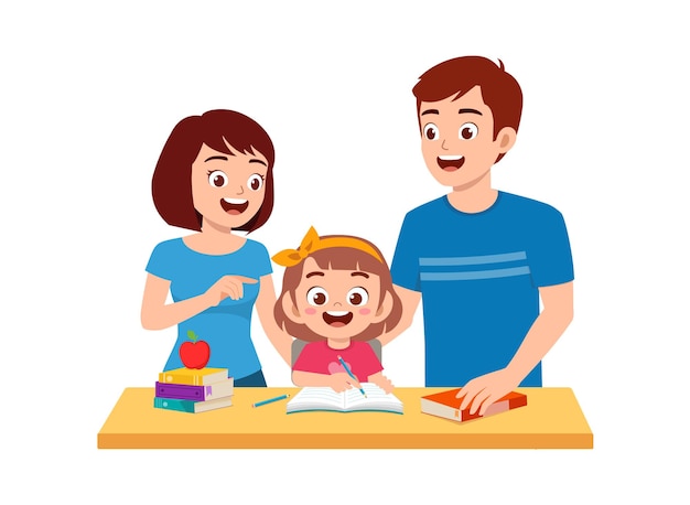 Free Vector A Sticker Template With A Father And His Daughter Reading A Book