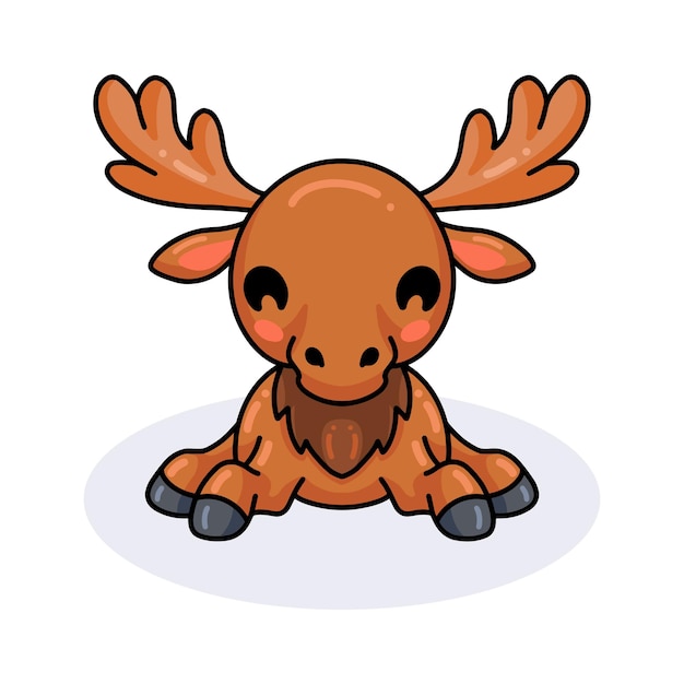 Premium Vector Cute Little Moose Cartoon Sitting