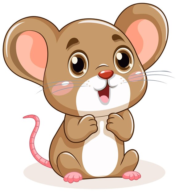 Cute Little Mouse with Big Ears Cartoon Character