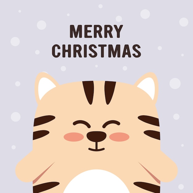 Cute little tiger character in flat style. zodiac symbol of the chinese new year 2022. merry christmas. for banner, postcard, brochure decor template. vector illustration.