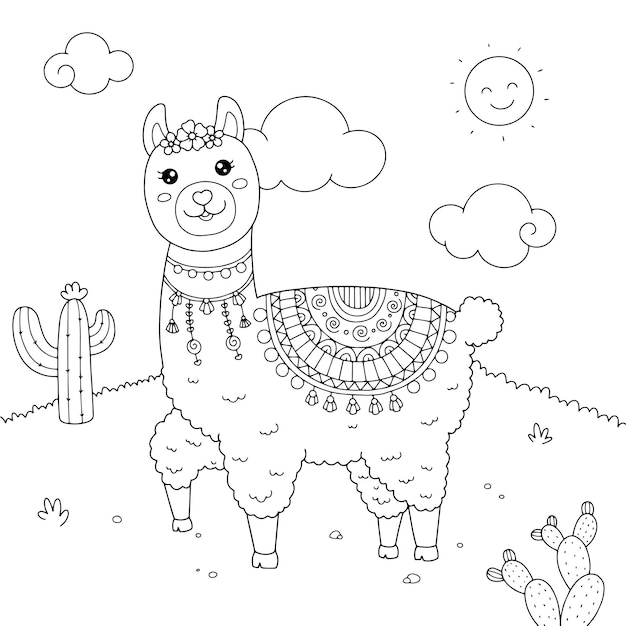 77 Cute Coloring Pages Llama  Latest HD