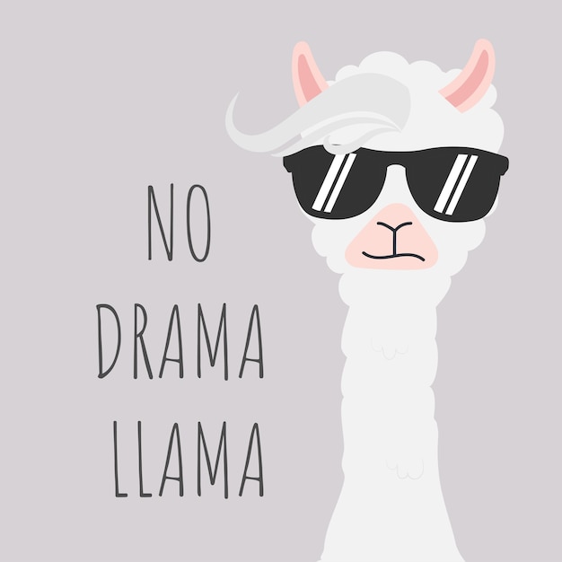 Cute llama design with no drama motivational quote.