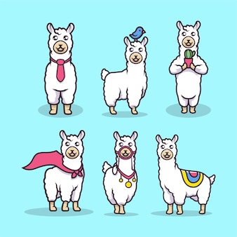 Cute llama mascot vector illustration