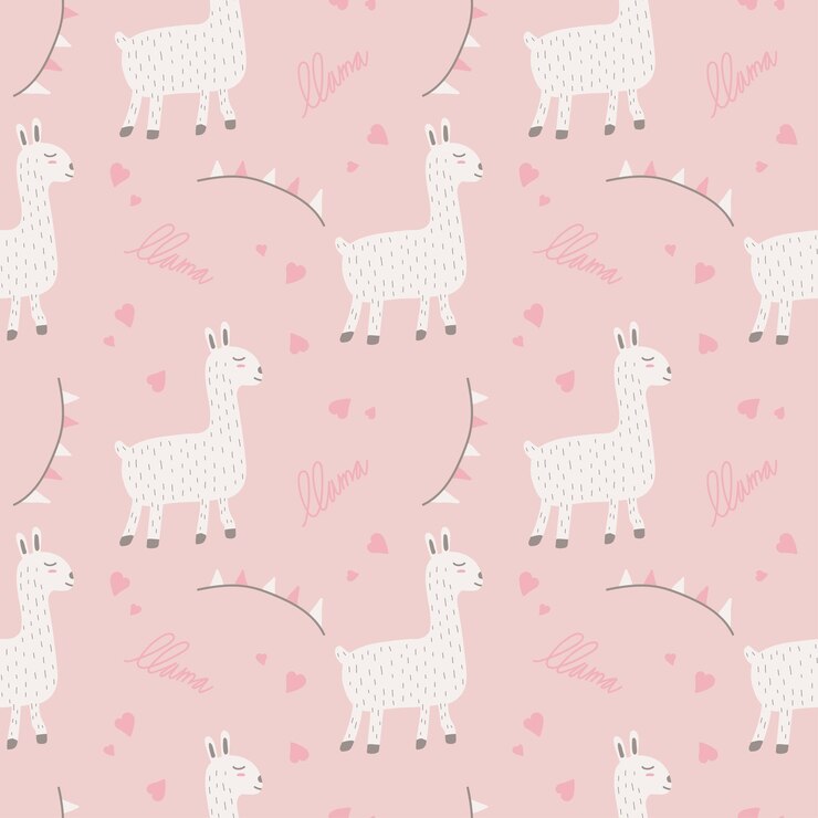 Free Vector cute llama seamless pattern