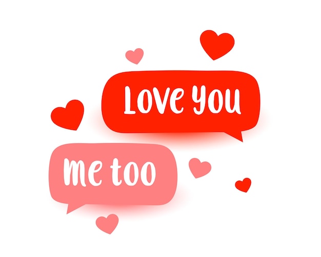 Vettore gratuito messaggio di chat amore carino con design cuori