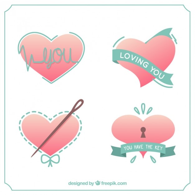 Free vector cute love hearts pack