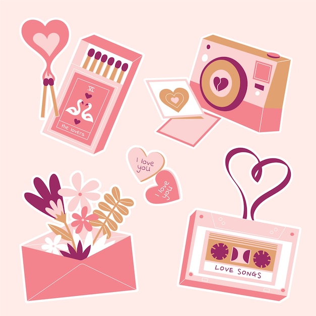 Free vector cute love items collection