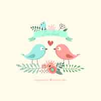 Free vector cute lovely birds