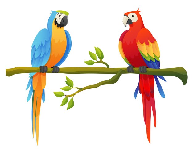多角形のイラストオウムの鳥とアマゾンの植物 プレミアムベクター 多角形のイラストオウムの鳥とアマゾンの植物 プレミアムベクター