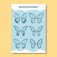 Бесплатное векторное изображение Симпатичная работа с шоколадной бабочкой