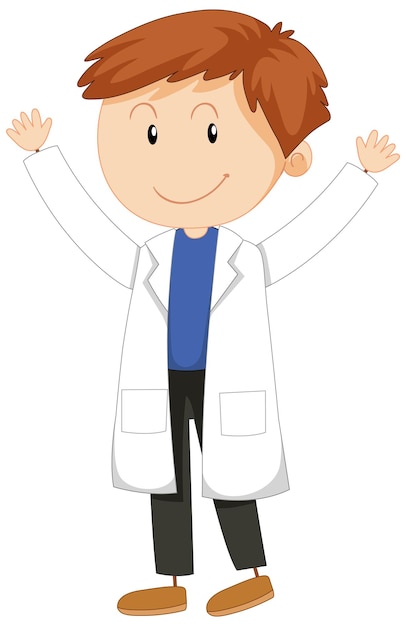 Free vector cute male scientist cartoon character in gown