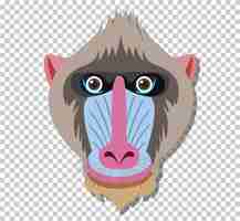 Free vector cute mandrill head in flat cartoon style