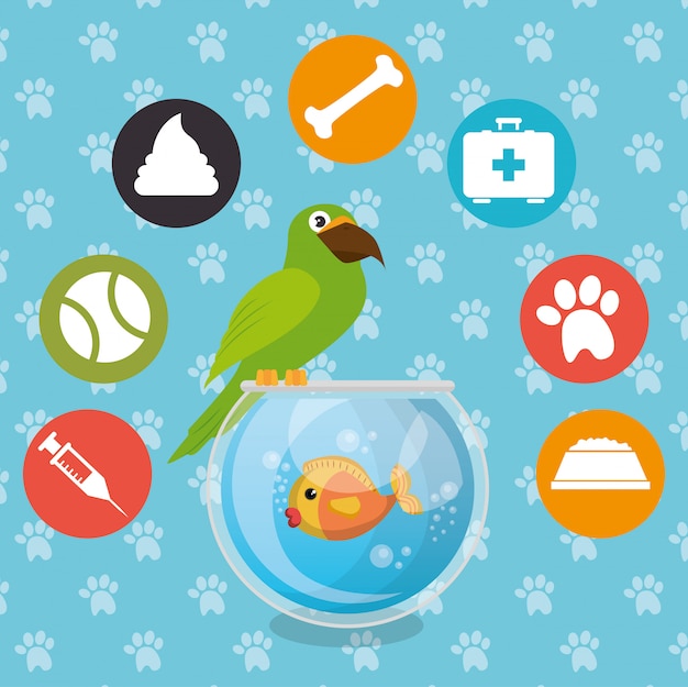 Free vector cute mascots and pet shop icons