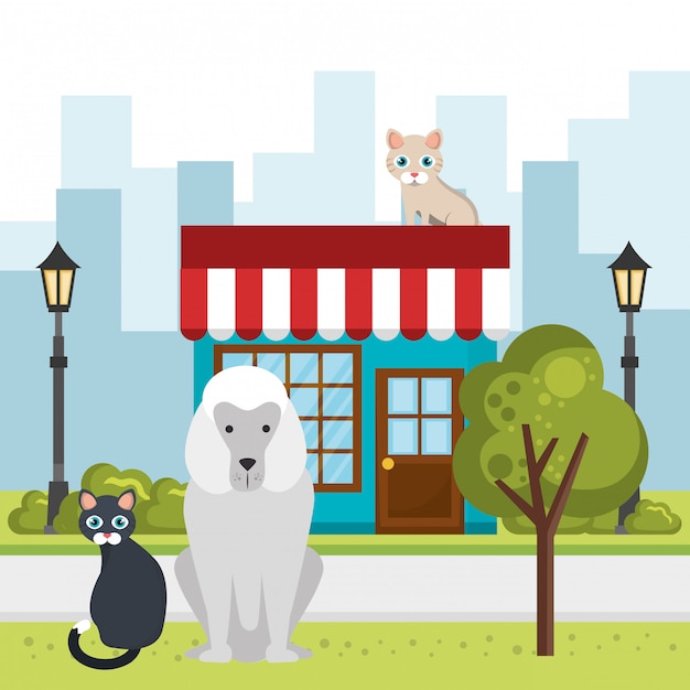 Free vector cute mascots and pet shop icons