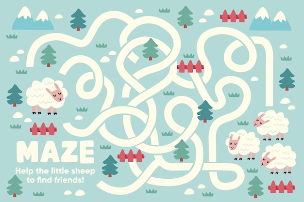 Cute maze for children with illustrations