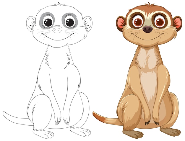 Free vector cute meerkat illustration before and after