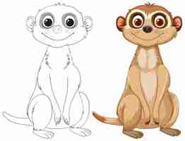 Free vector cute meerkat illustration before and after