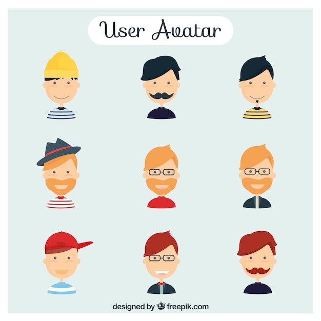 Cute men avatar set