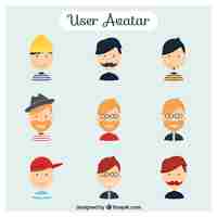 Free vector cute men avatar set