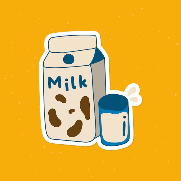 Free vector cute milk carton doodle sticker with a white border vector