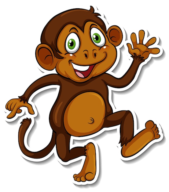 Vettore gratuito un simpatico adesivo animale cartone animato scimmia