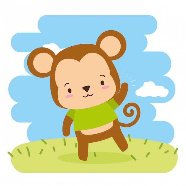 Cute monkey cartoon, illustration