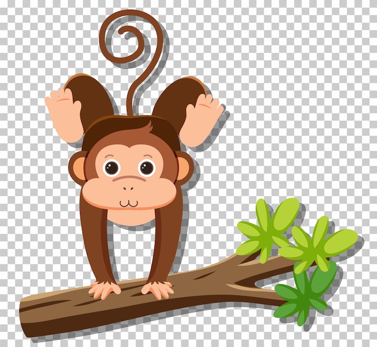 Free Vector cute monkey in flat cartoon style