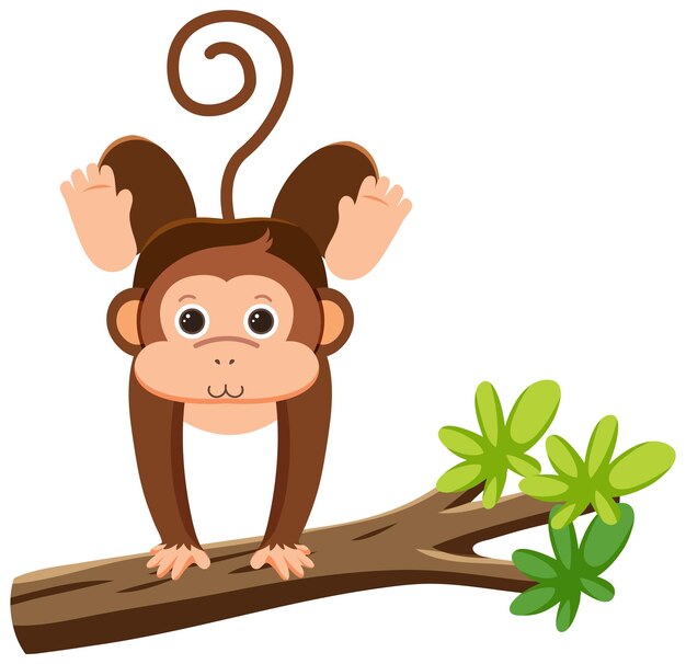 Cute monkey in flat style isolated