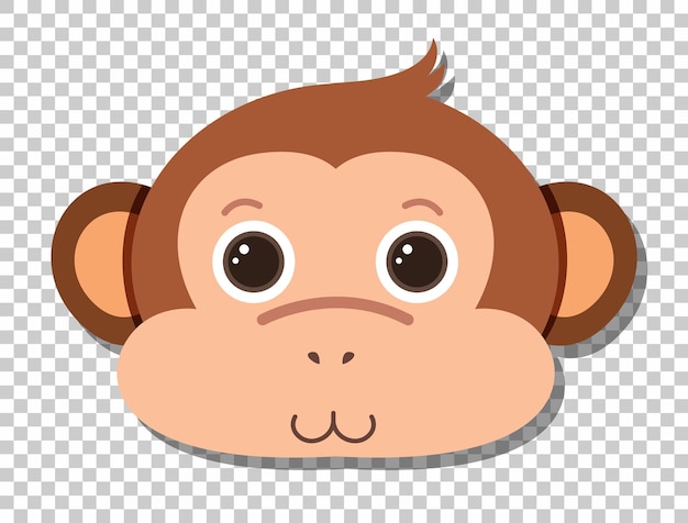 Free vector cute monkey head in flat cartoon style