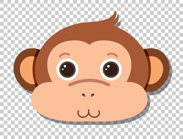 Cute monkey head in flat cartoon style