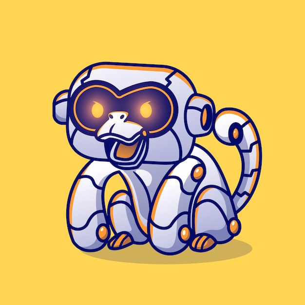 Free vector cute monkey robot cartoon vector icon illustration. animal science icon concept isolated premium vector. flat cartoon style