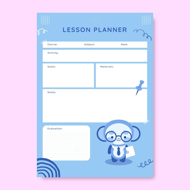 Free vector cute monocolor teacher education lesson plan