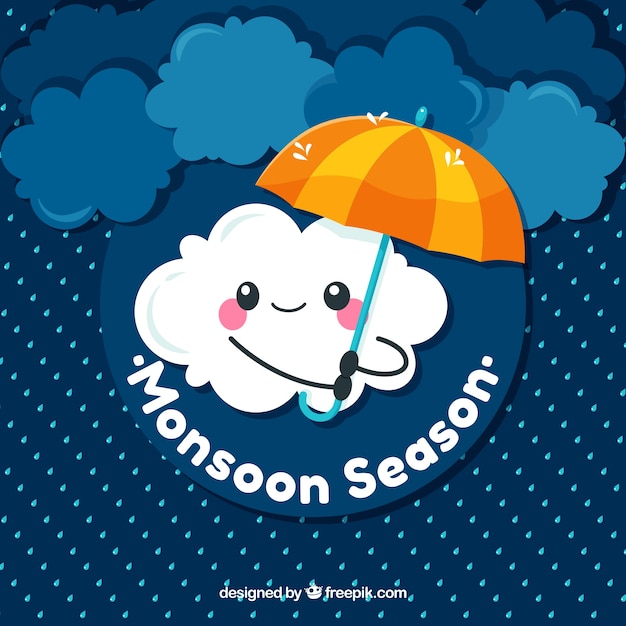 Cute monsoon background with cloud