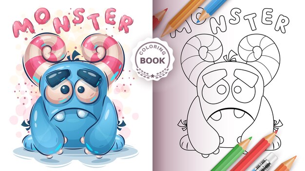 Cute monster coloring book for kid and children